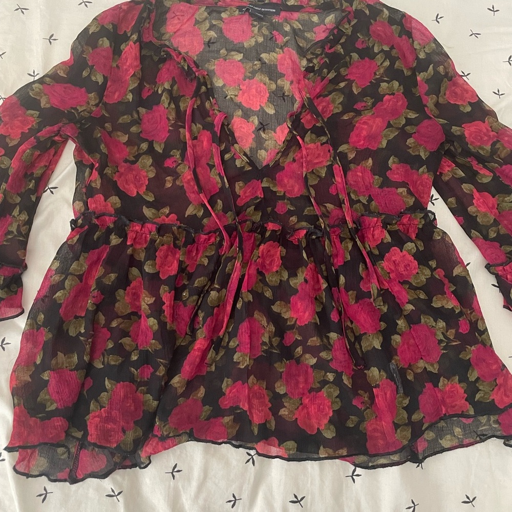American Eagle Outfitters Sheer Floral Blouse